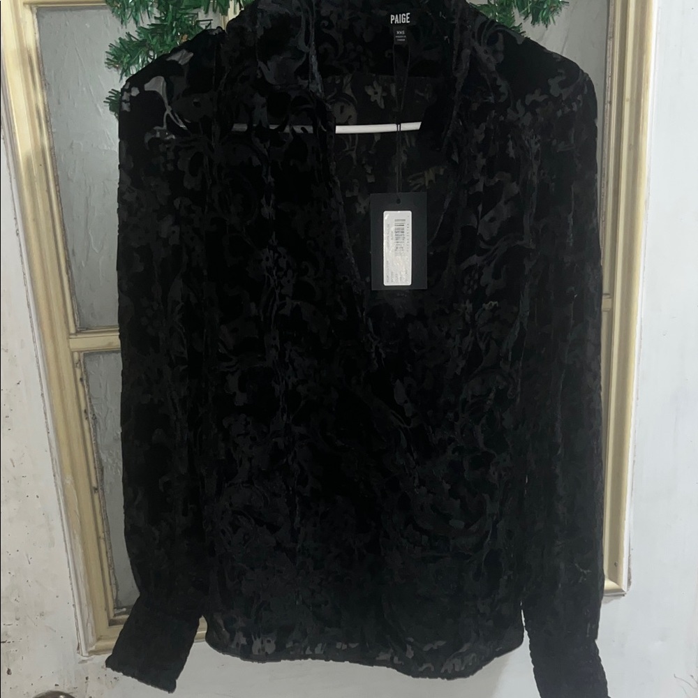 NWT PAIGE Black Floral Women's Blouse